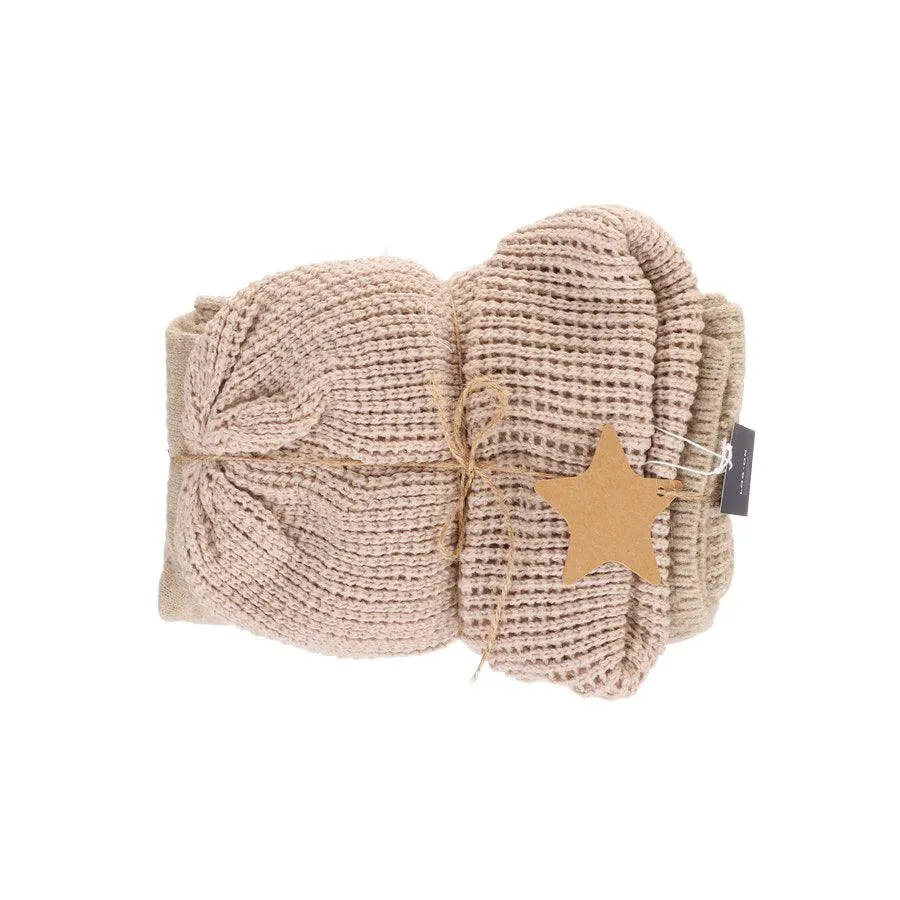 ADINA Stole And Hat Set White