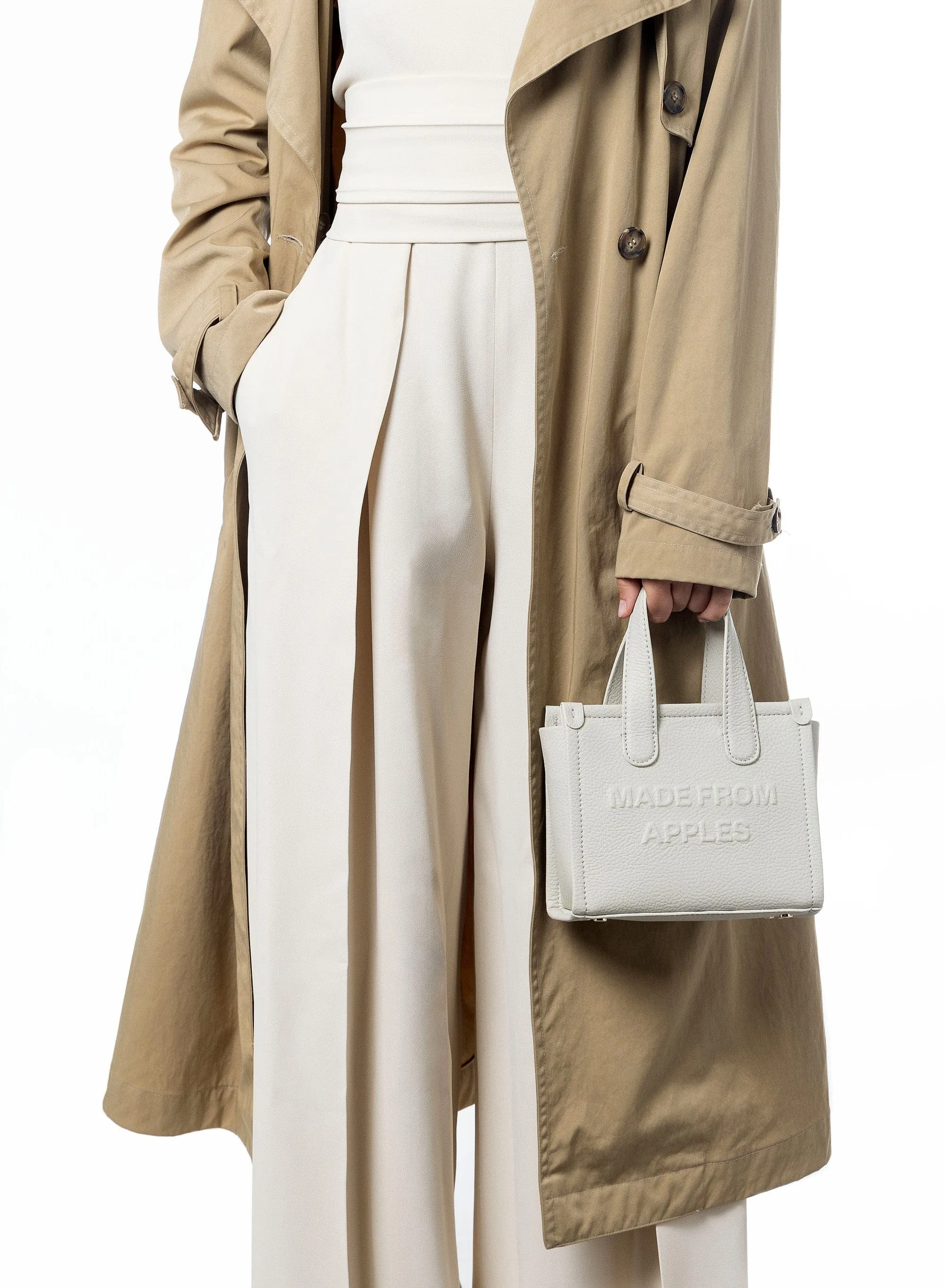 Alma S Apple Leather Vegan Tote Bag | Cloud