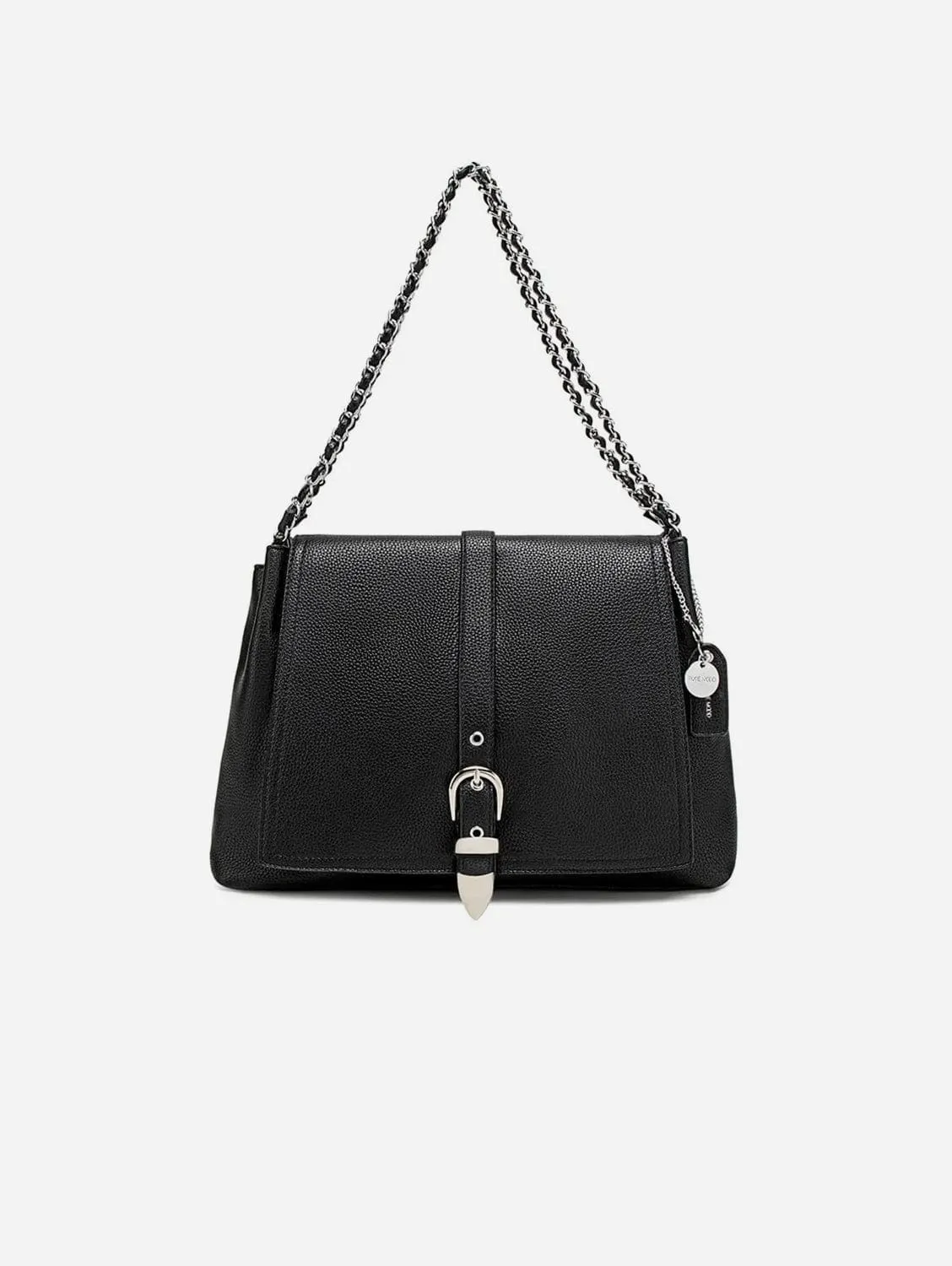 Aria Vegan Leather Shoulder Bag | Black Pebbled