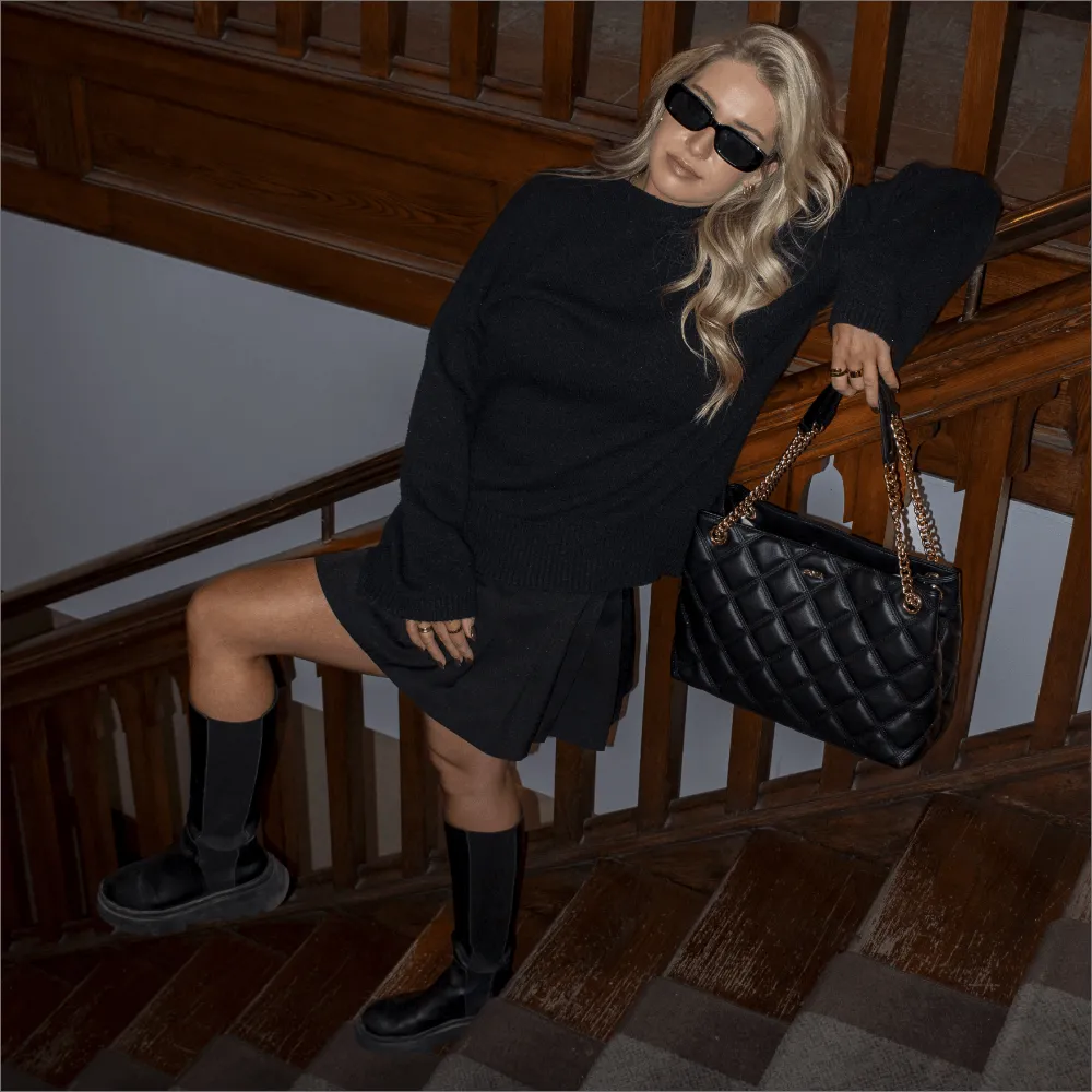August Vegan Leather Tote Bag | Black