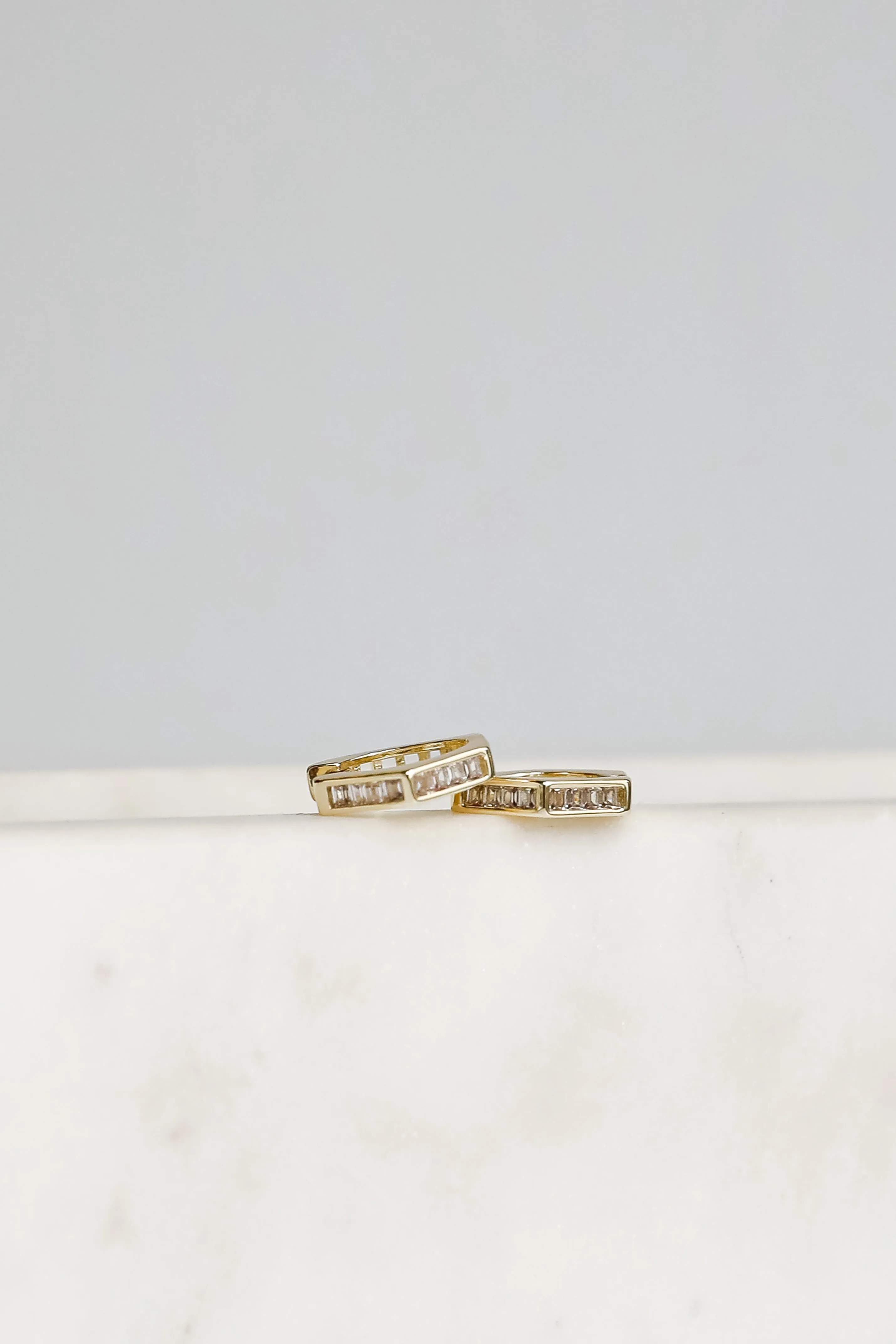 Ava Gold Rhinestone Geometric Mini Hoop Earrings