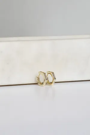 Ava Gold Rhinestone Geometric Mini Hoop Earrings