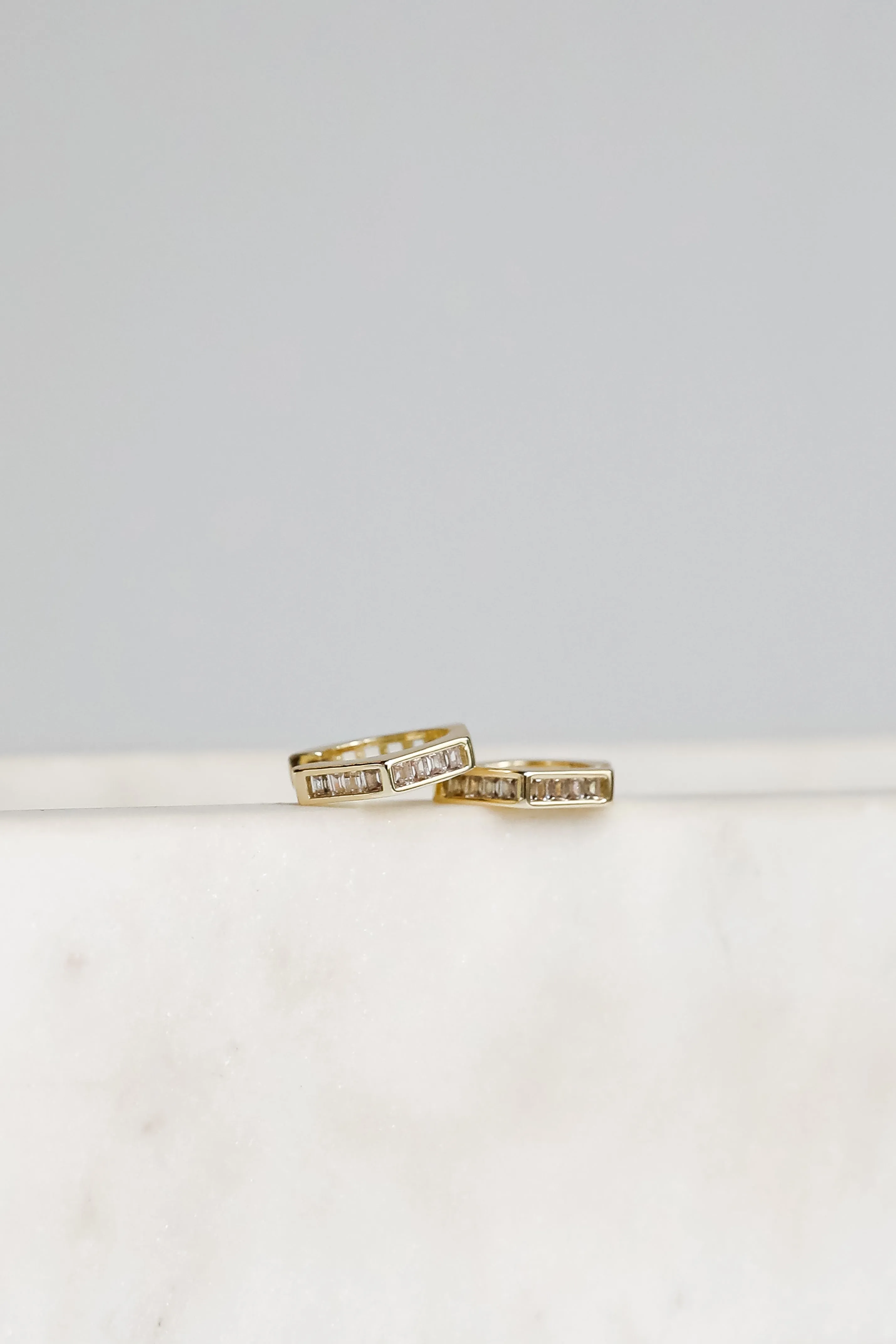 Ava Gold Rhinestone Geometric Mini Hoop Earrings
