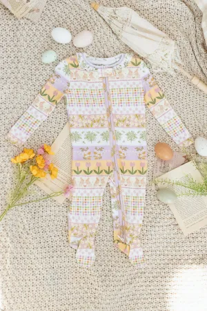 Baby So Soft Footie One Piece Pajama in Boxwood Blossoms Print - FINAL SALE