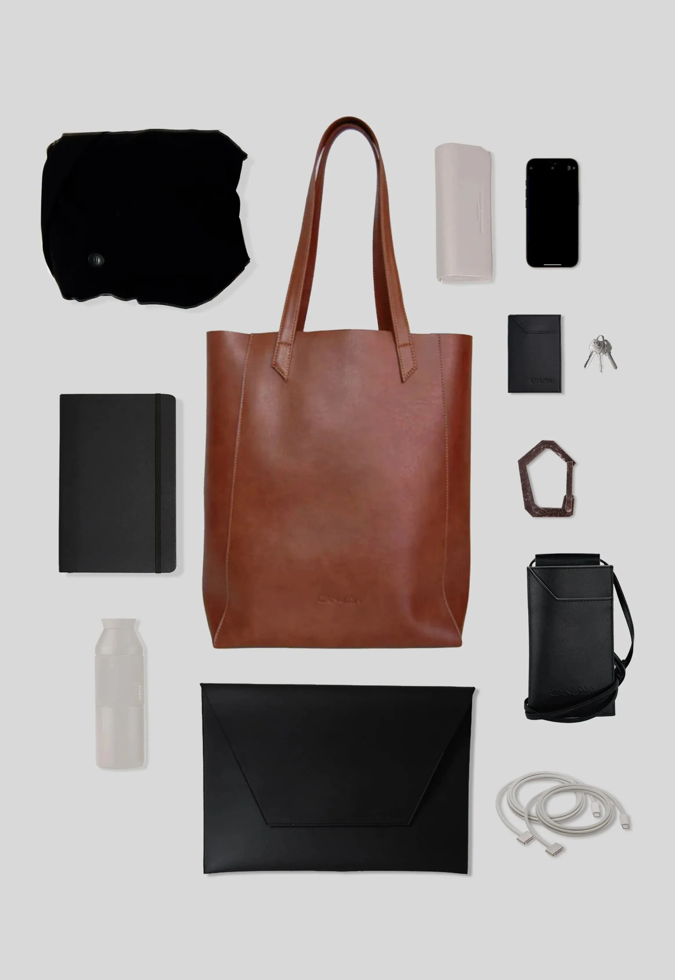 Basic Vegan Leather Everyday Tote Bag | Hazelnut