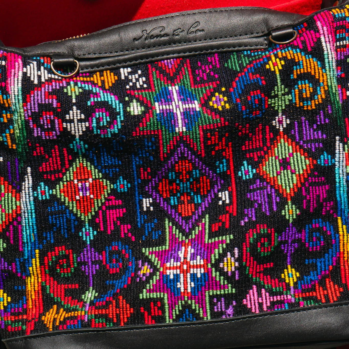 BEATRIZ MINI CDB WITH FRINGE - OOAK HUIPIL - BLACK - NO. 15893