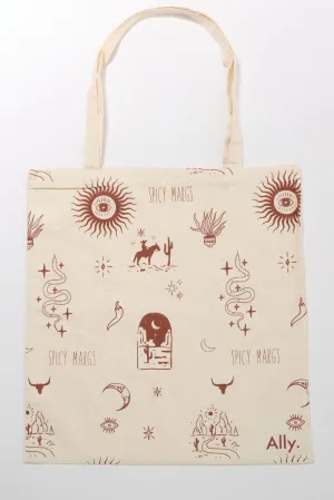 Beige Abstract Tote Bag Printed Lone Ranger