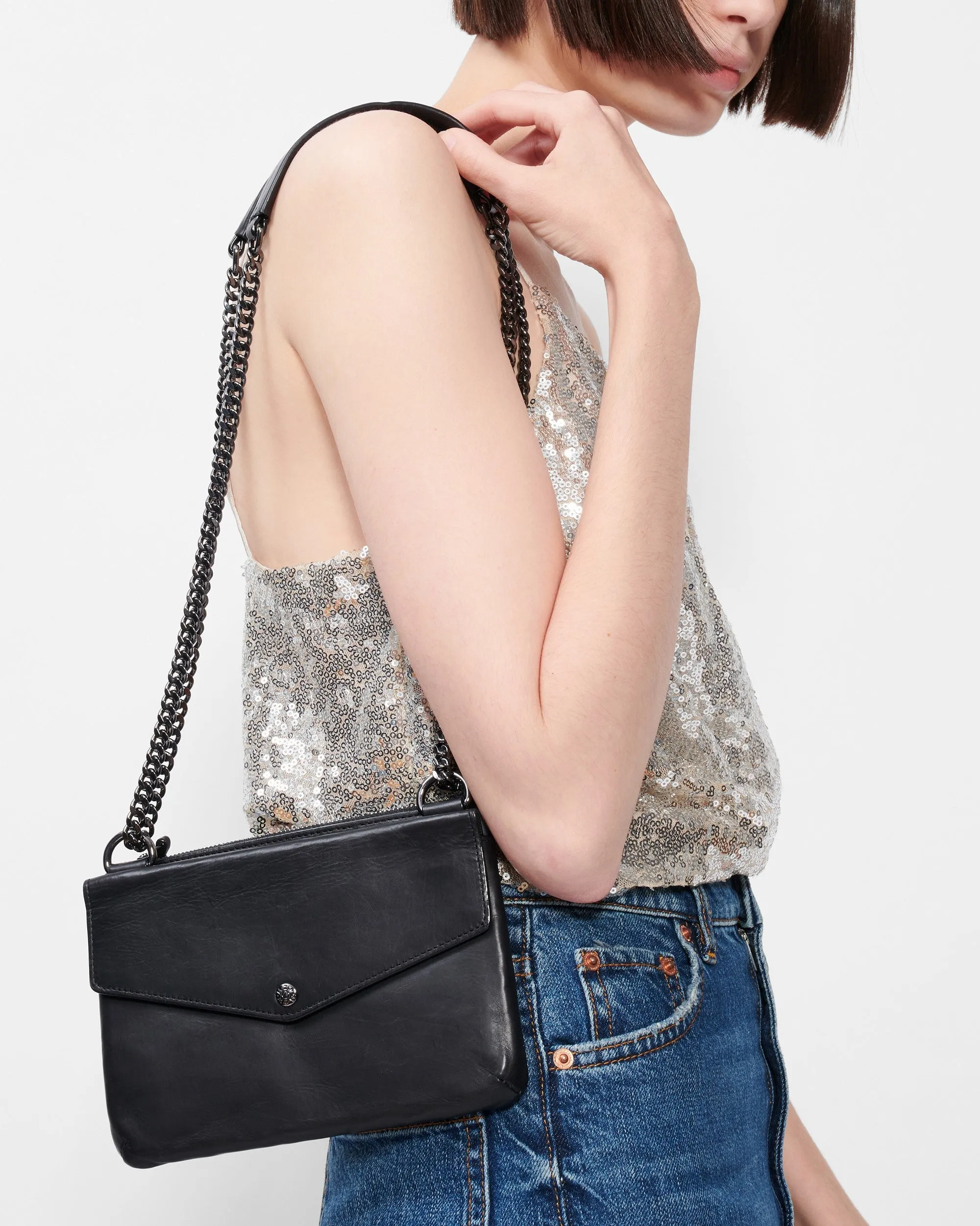 Black Leather Greta Crossbody