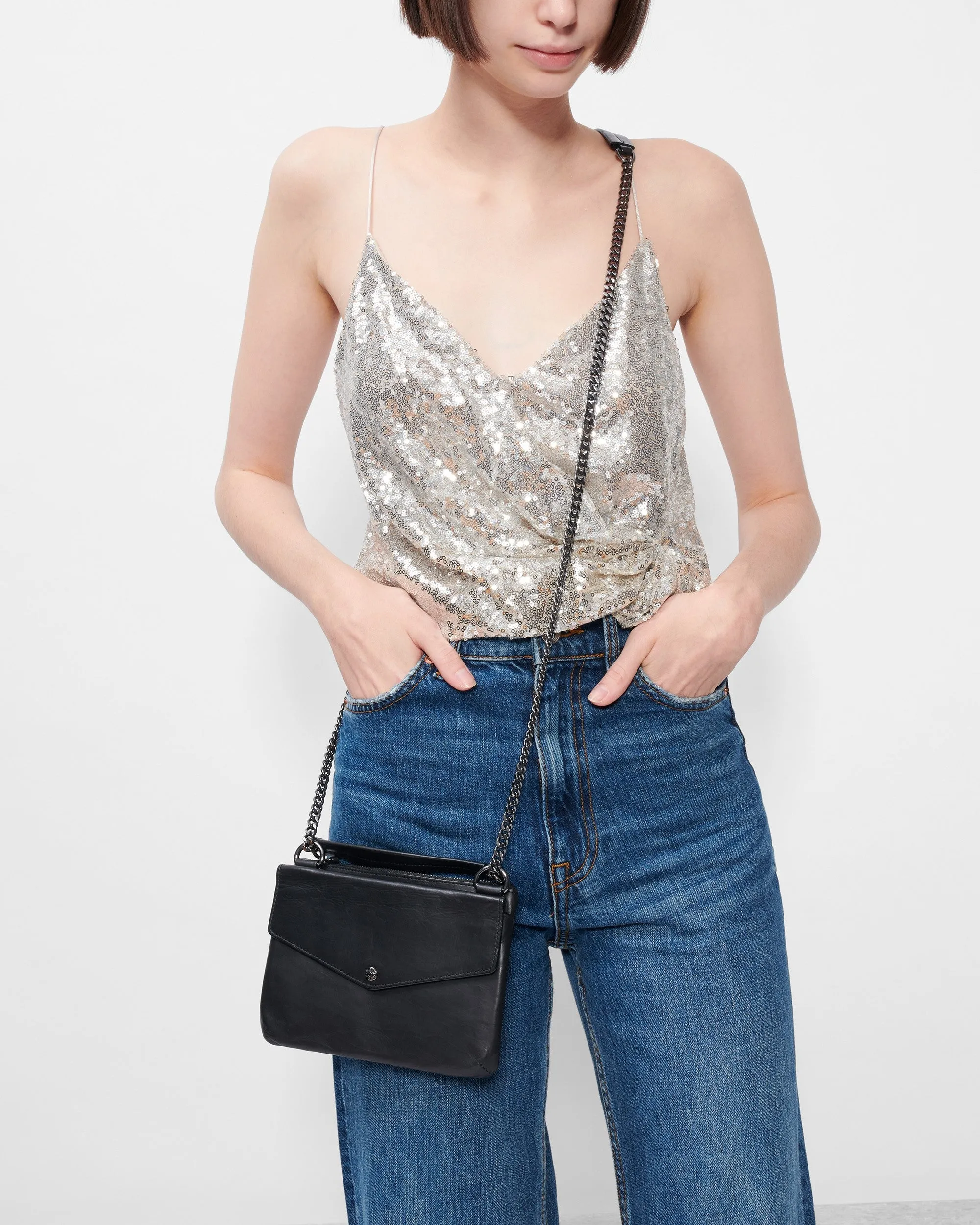Black Leather Greta Crossbody