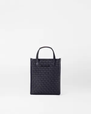 Black Micro Woven Box Tote