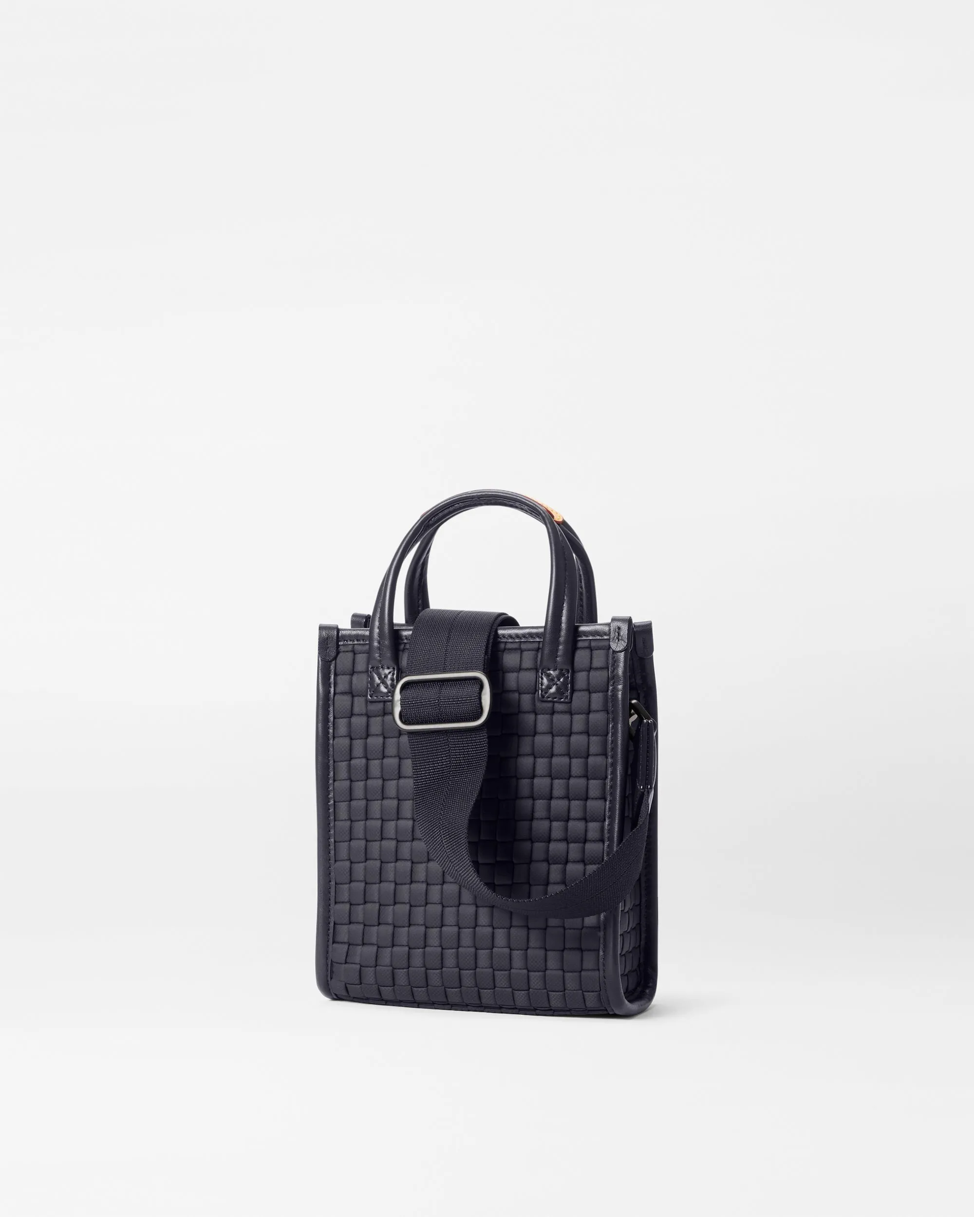 Black Micro Woven Box Tote