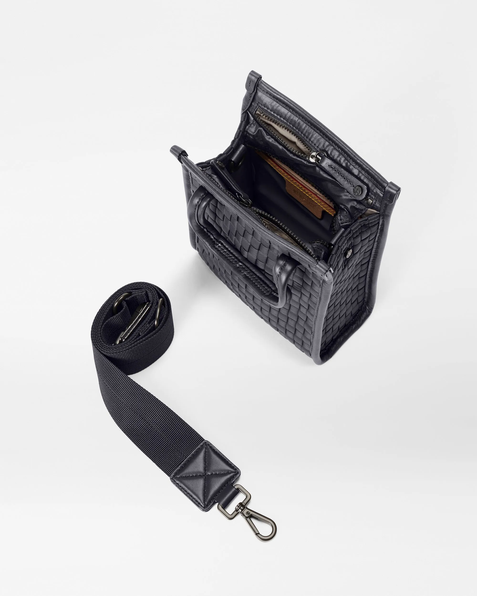 Black Micro Woven Box Tote