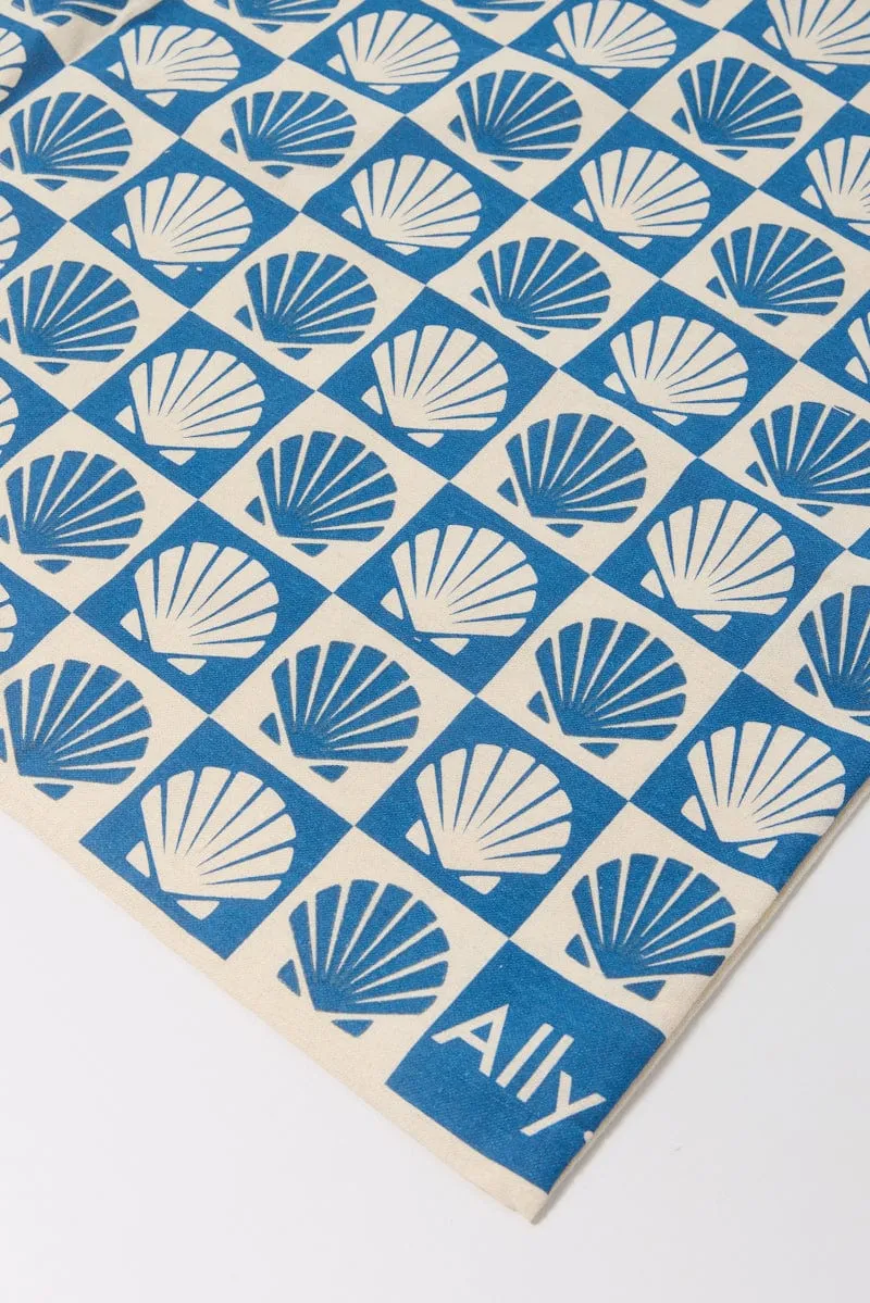 Blue Check Tote Bag Printed Shell Checkered