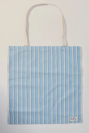 Blue Stripe Tote Bag Printed