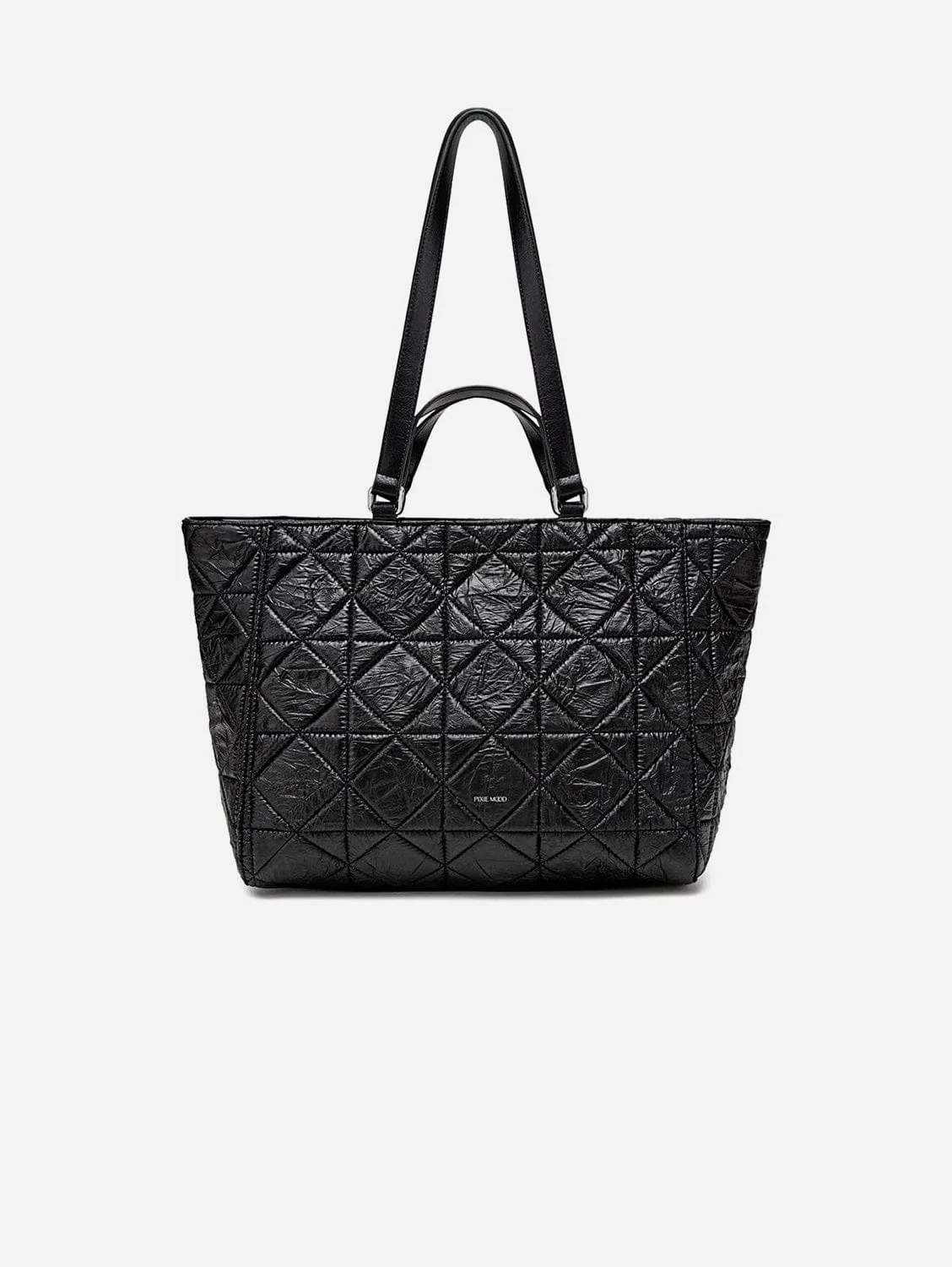 Brenda Quilted Nylon Vegan Tote | Black