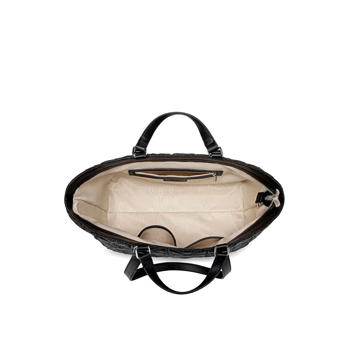 Brenda Quilted Nylon Vegan Tote | Black