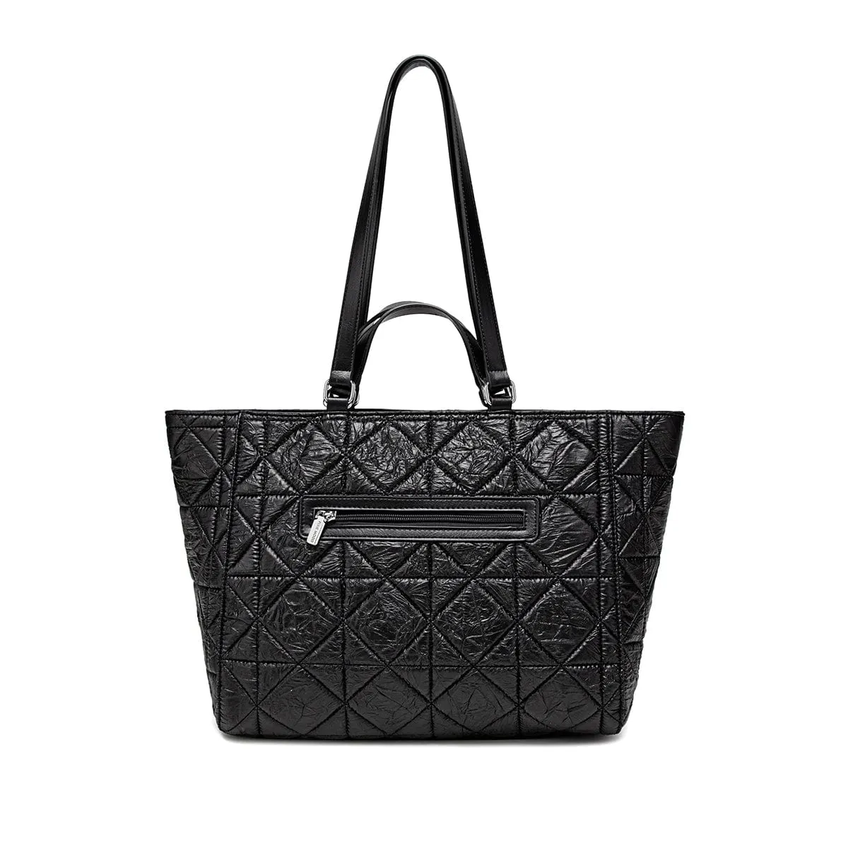 Brenda Quilted Nylon Vegan Tote | Black