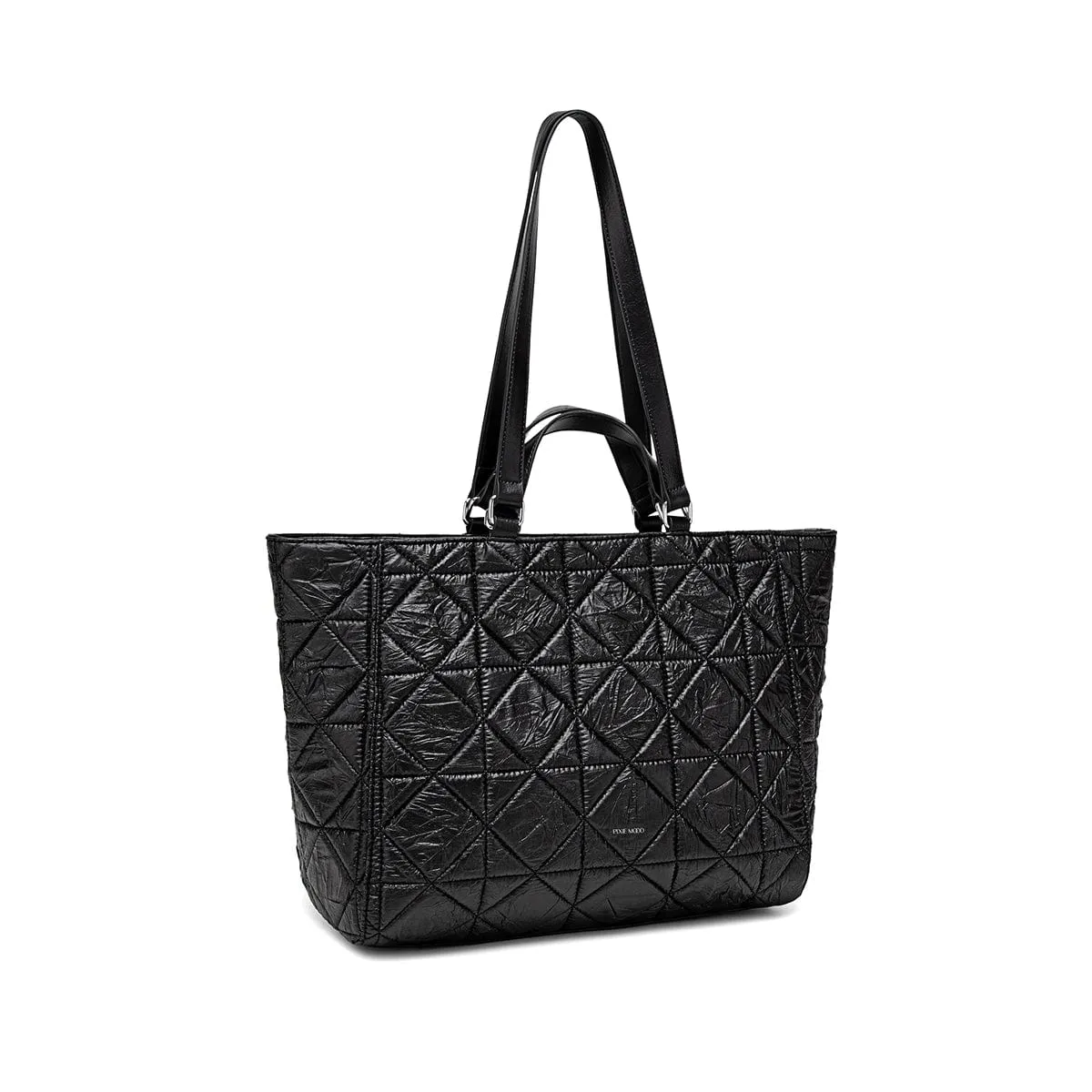 Brenda Quilted Nylon Vegan Tote | Black