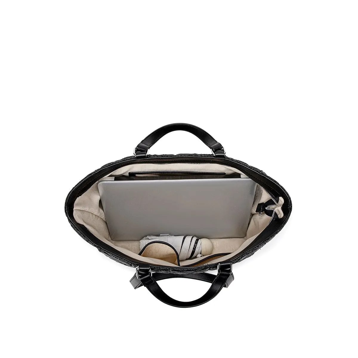 Brenda Quilted Nylon Vegan Tote | Black