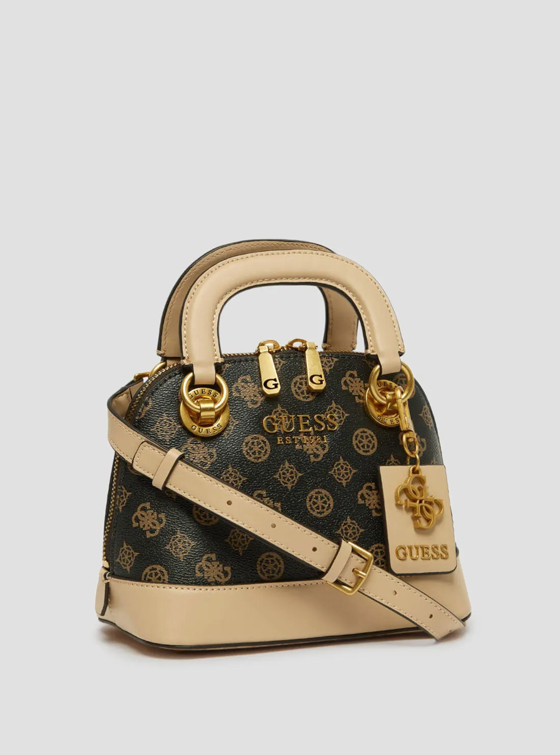 Brown Multi Logo Cathleen Small Dome Satchel