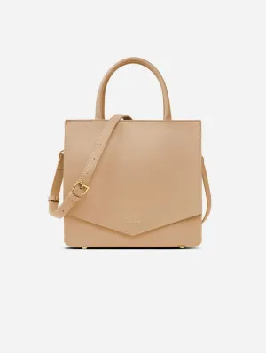 Caitlin Vegan Leather Small Tote Bag | Sand