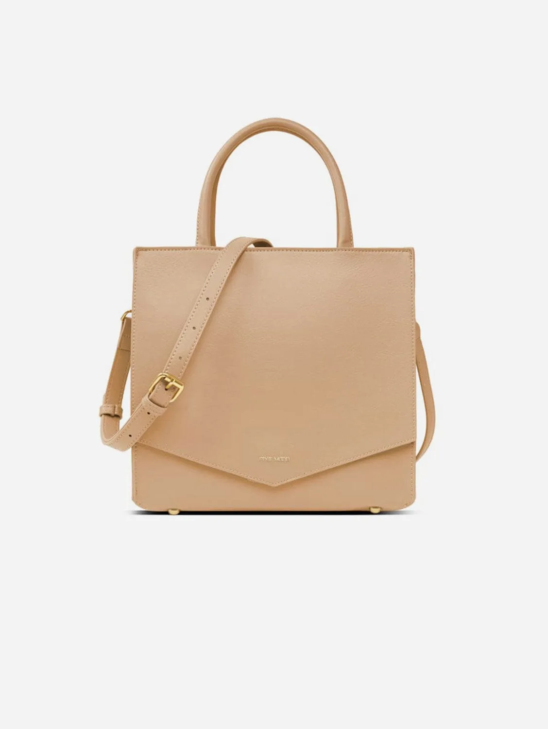Caitlin Vegan Leather Small Tote Bag | Sand