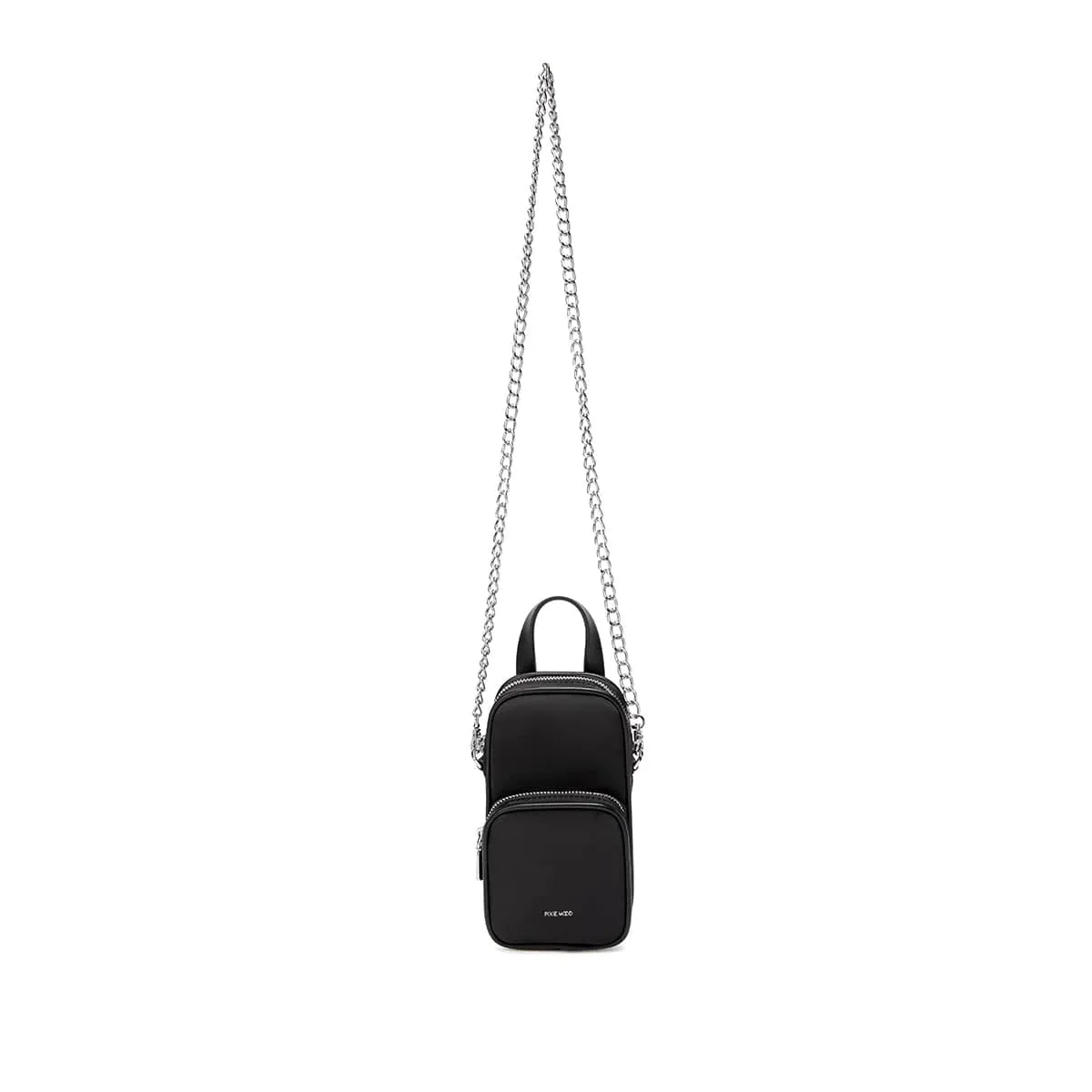 Cassandra Vegan Leather Phone Crossbody | Black Nylon