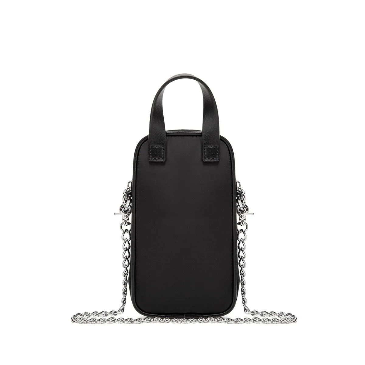 Cassandra Vegan Leather Phone Crossbody | Black Nylon