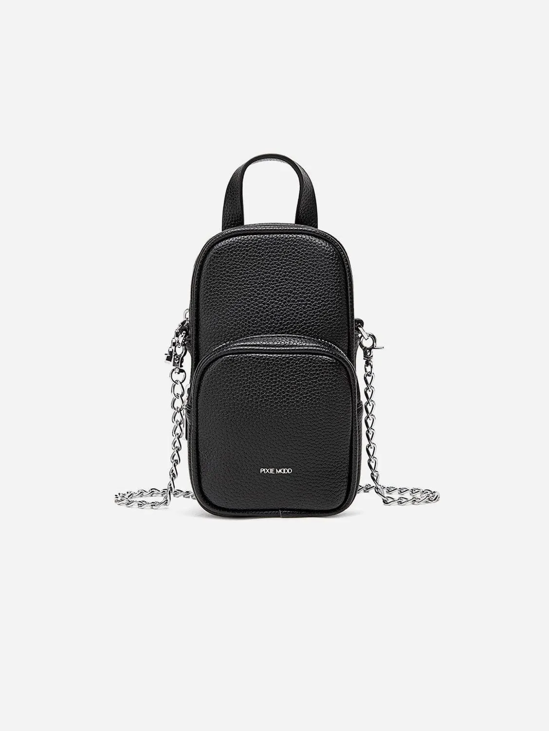 Cassandra Vegan Leather Phone Crossbody | Black Pebbled