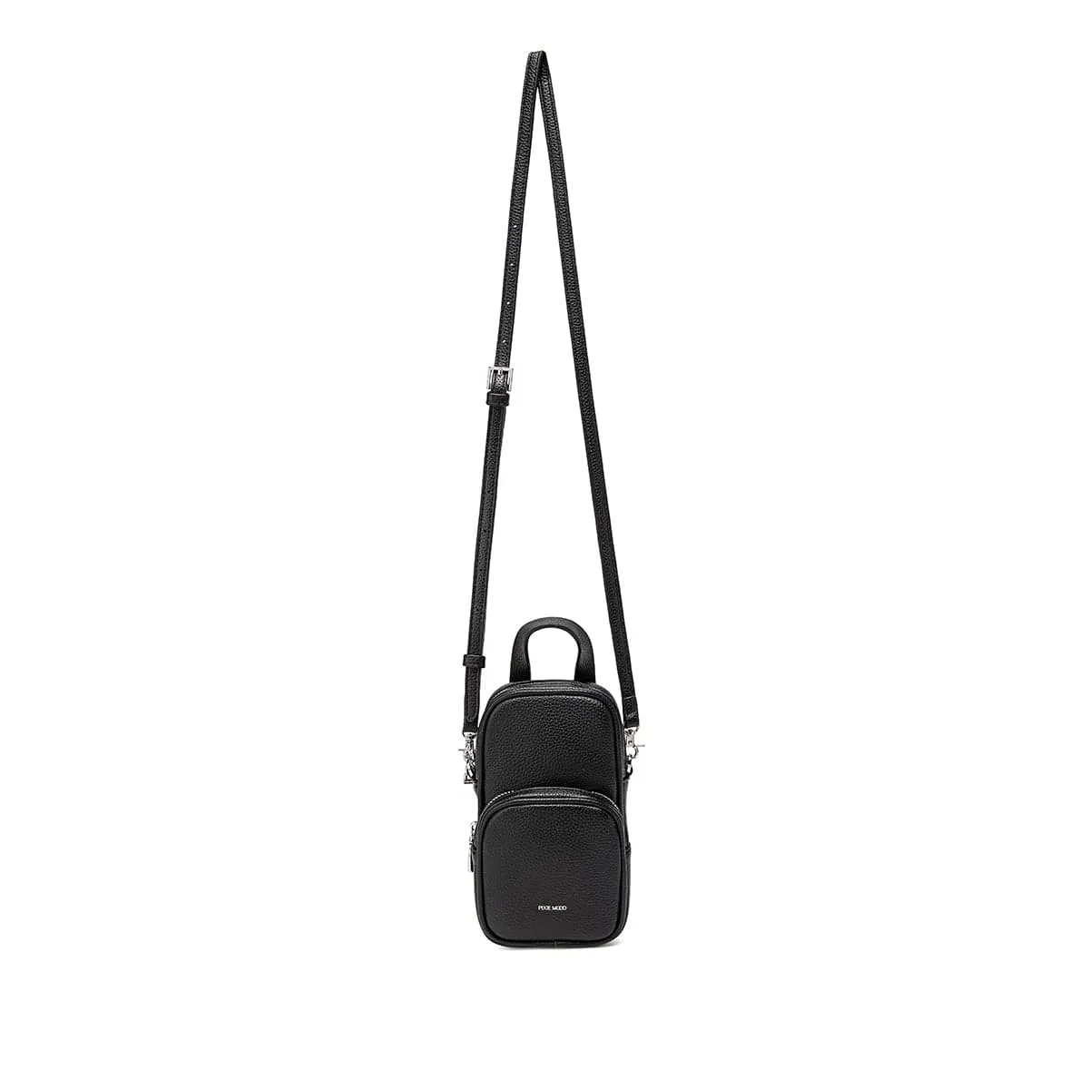 Cassandra Vegan Leather Phone Crossbody | Black Pebbled
