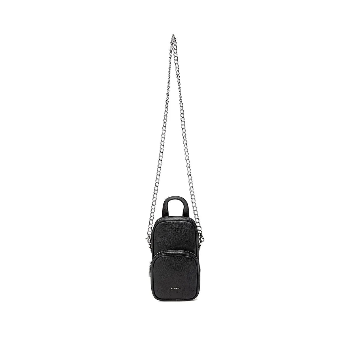 Cassandra Vegan Leather Phone Crossbody | Black Pebbled