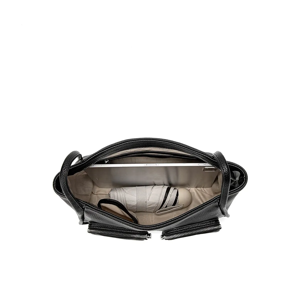 Cathy Vegan Leather Tote | Black Pebbled