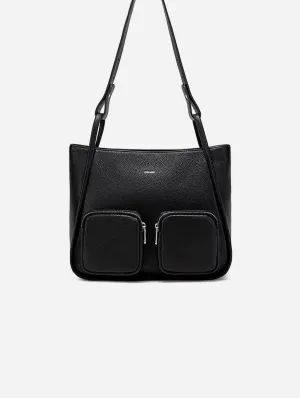 Cathy Vegan Leather Tote | Black Pebbled