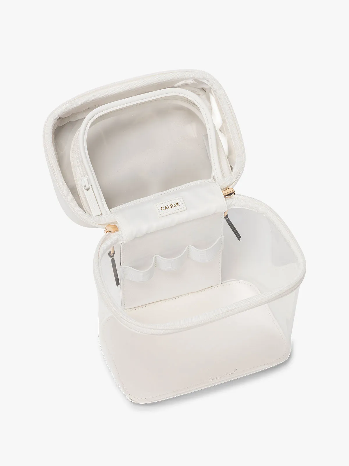 Clear Train Case with Top Compartment