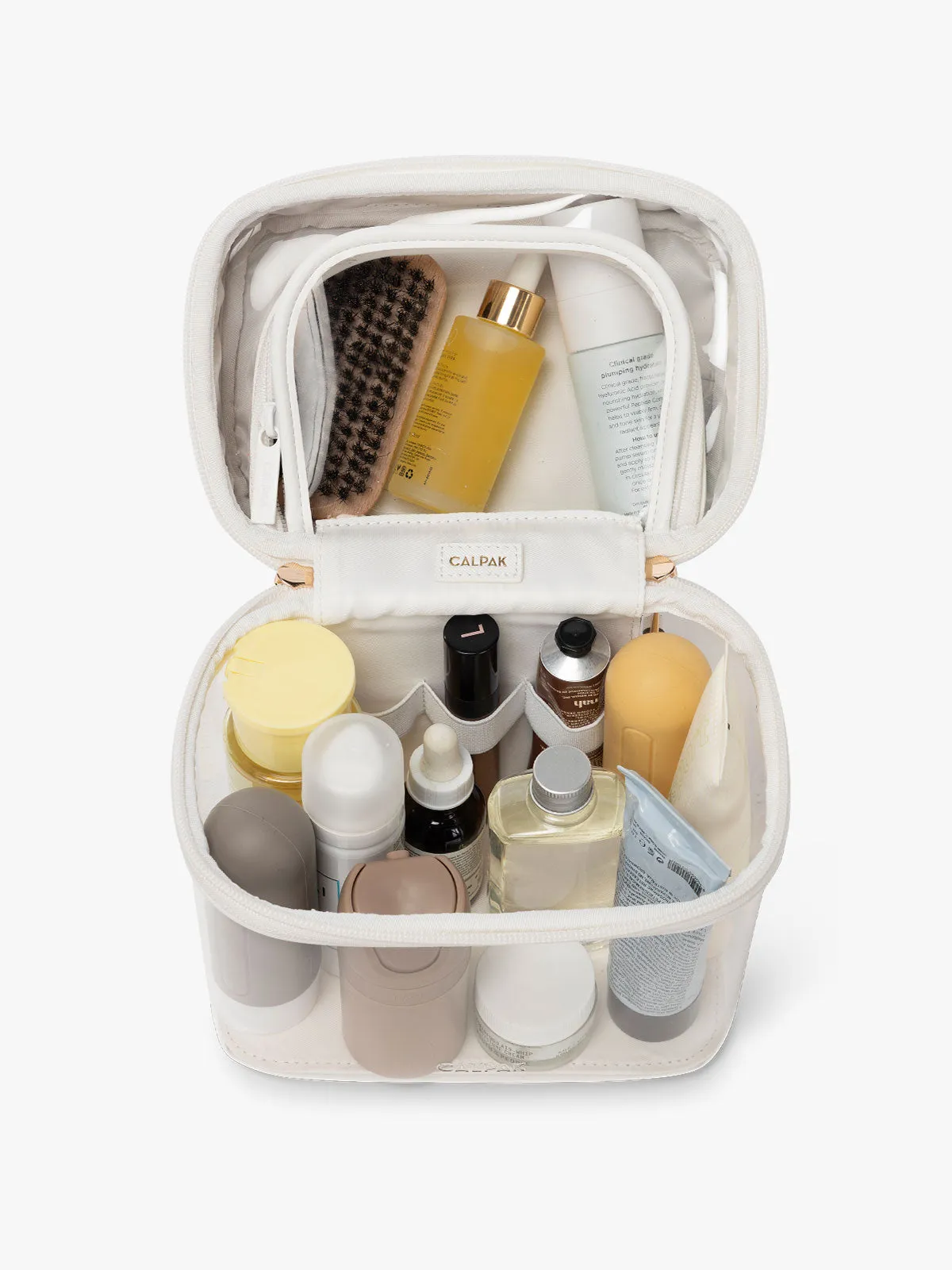 Clear Train Case with Top Compartment