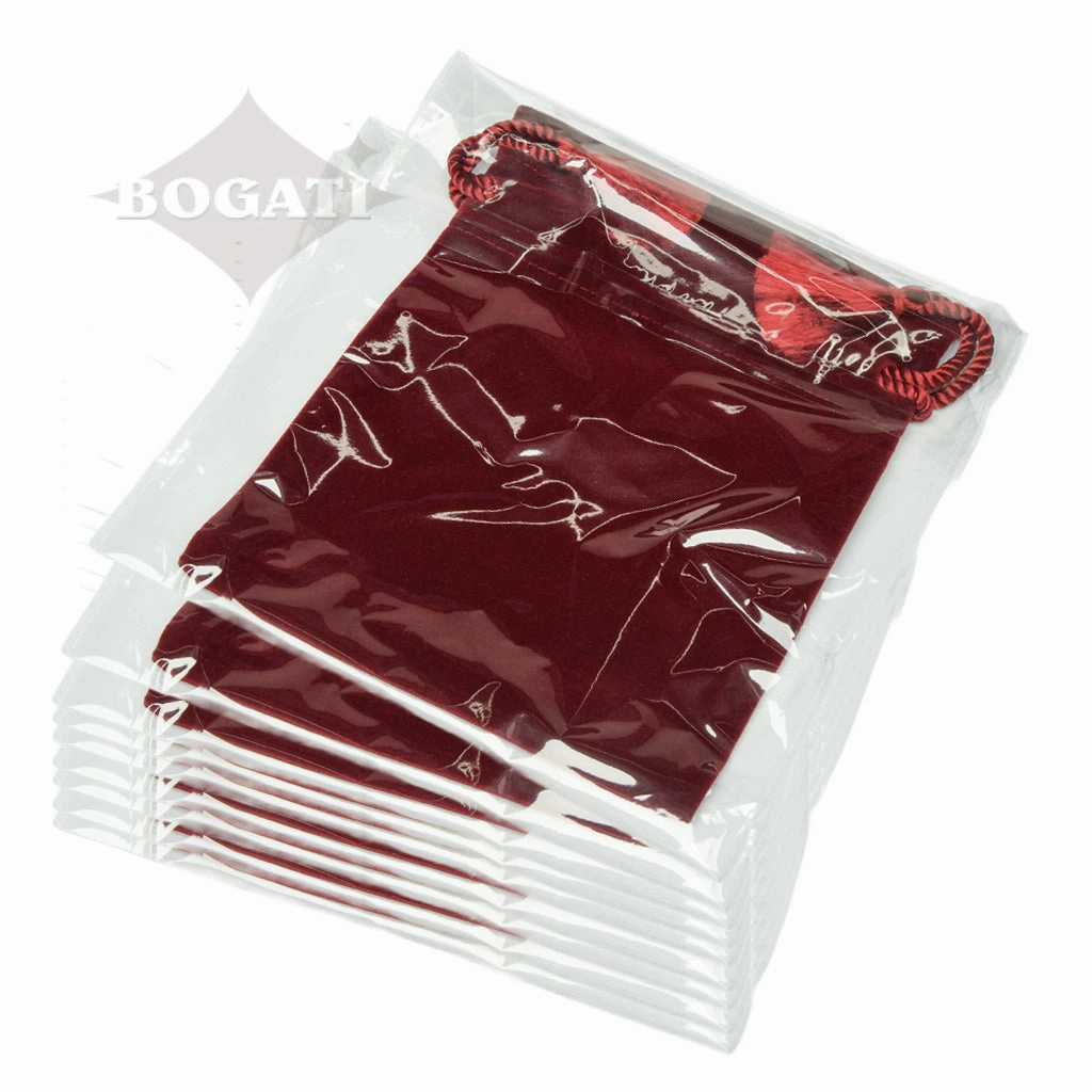 CLEARANCE - 6" X 5" Velvet Urn Bag - Burgundy or Black - 10 Pack