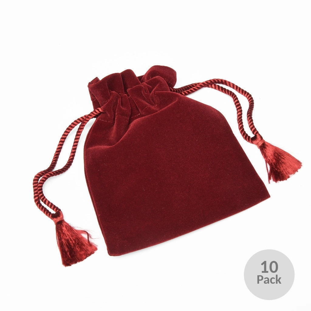 CLEARANCE - 6" X 5" Velvet Urn Bag - Burgundy or Black - 10 Pack