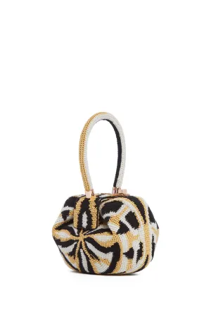 Demi Bag in Gold. Black & Ivory Crochet