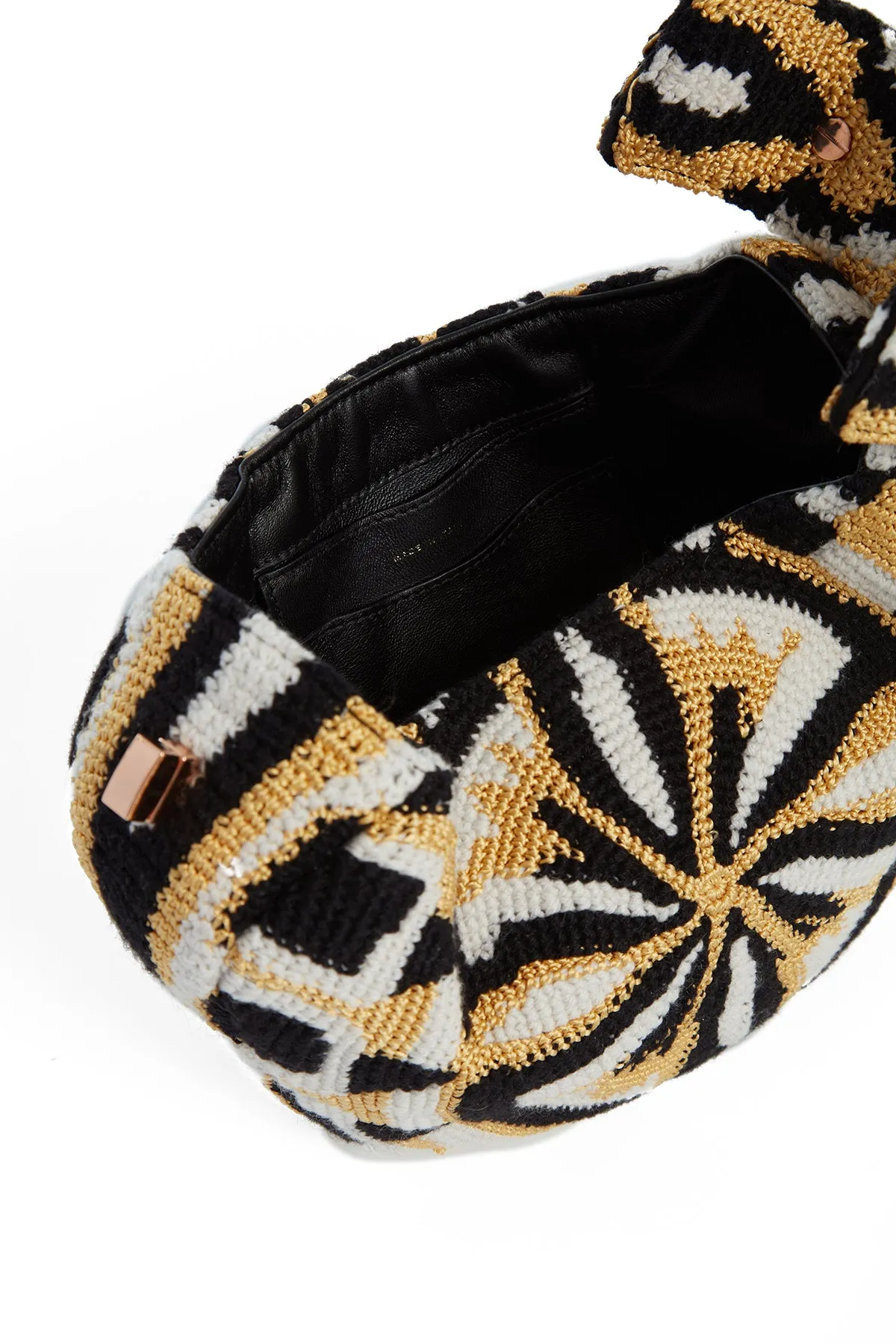 Demi Bag in Gold. Black & Ivory Crochet