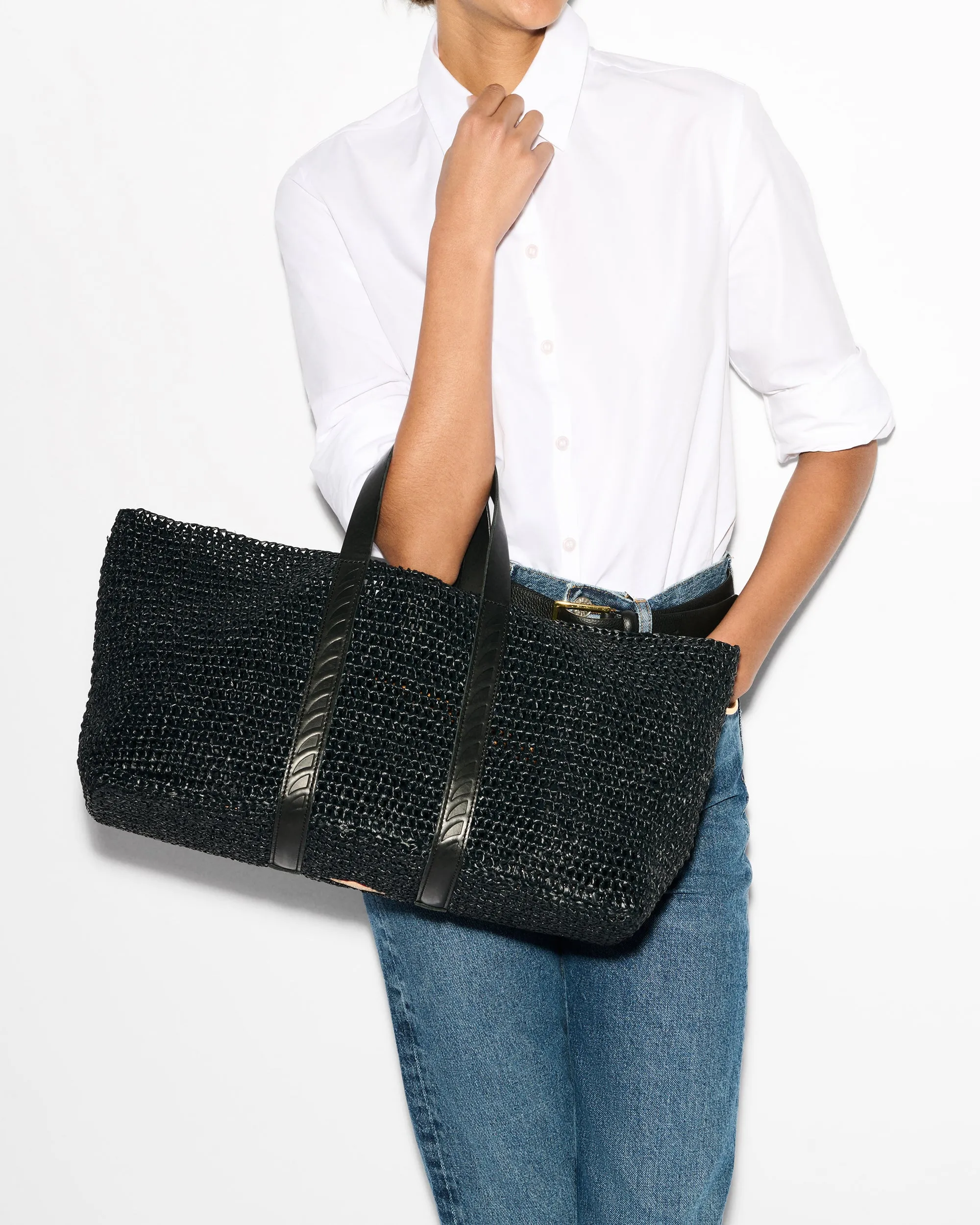 Dezso Black Crochet Finn Crochet Tote