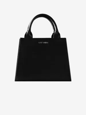 Ebony MIRUM® Leather Vegan Tote Bag | Black & Silver