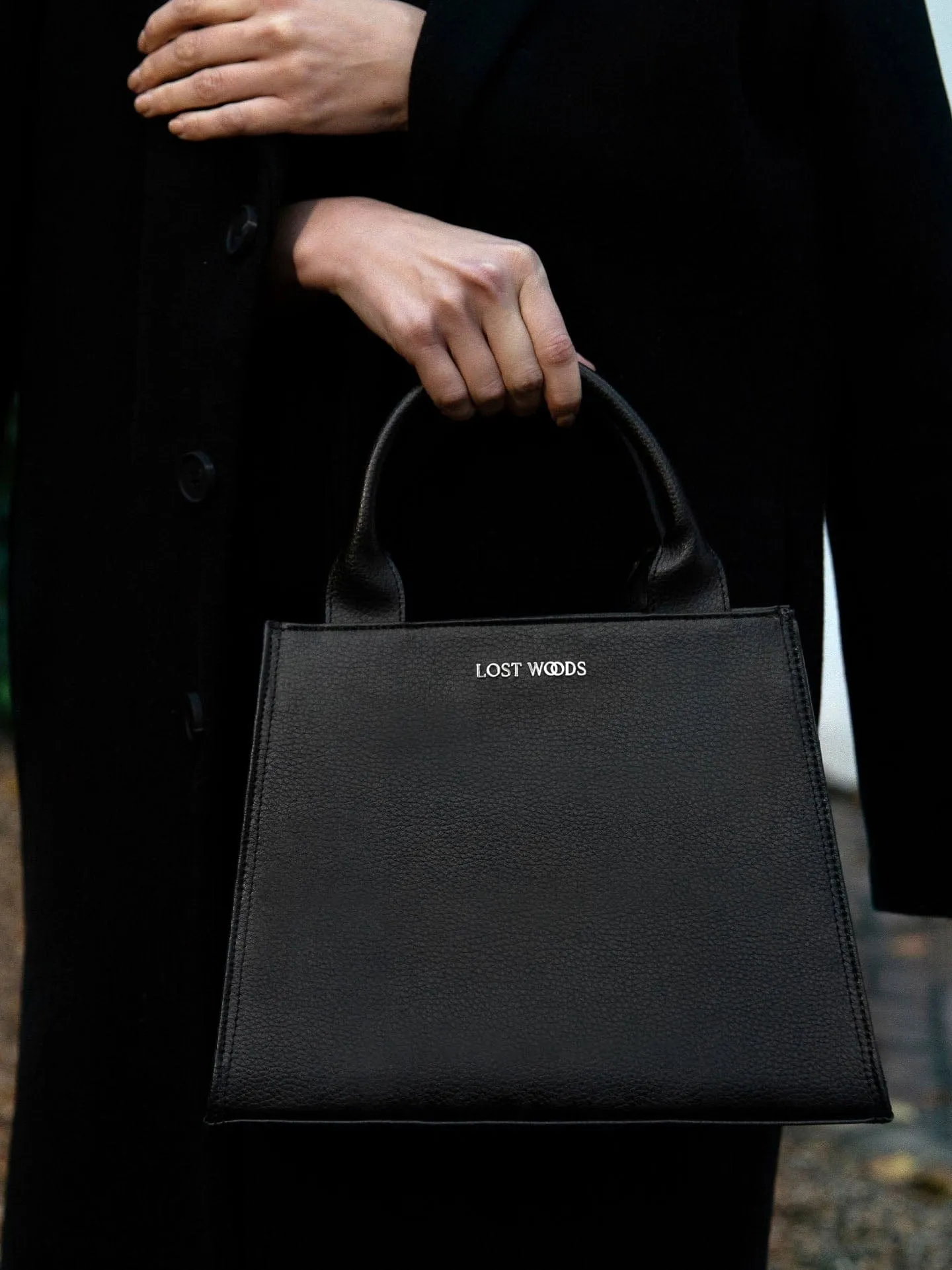 Ebony MIRUM® Leather Vegan Tote Bag | Black & Silver