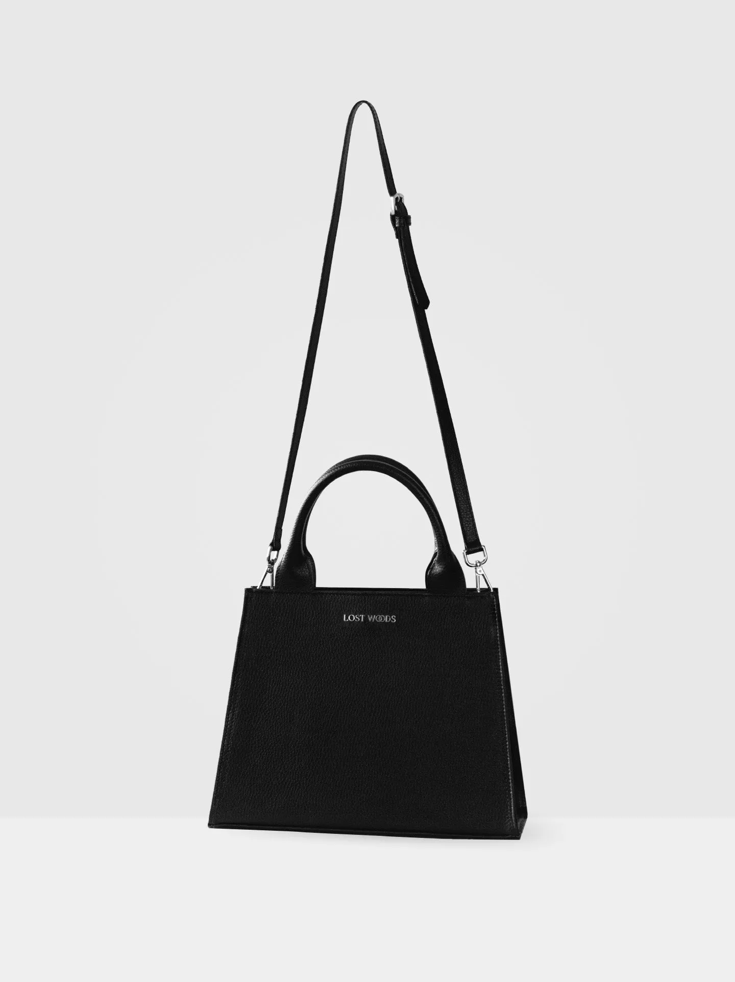 Ebony MIRUM® Leather Vegan Tote Bag | Black & Silver