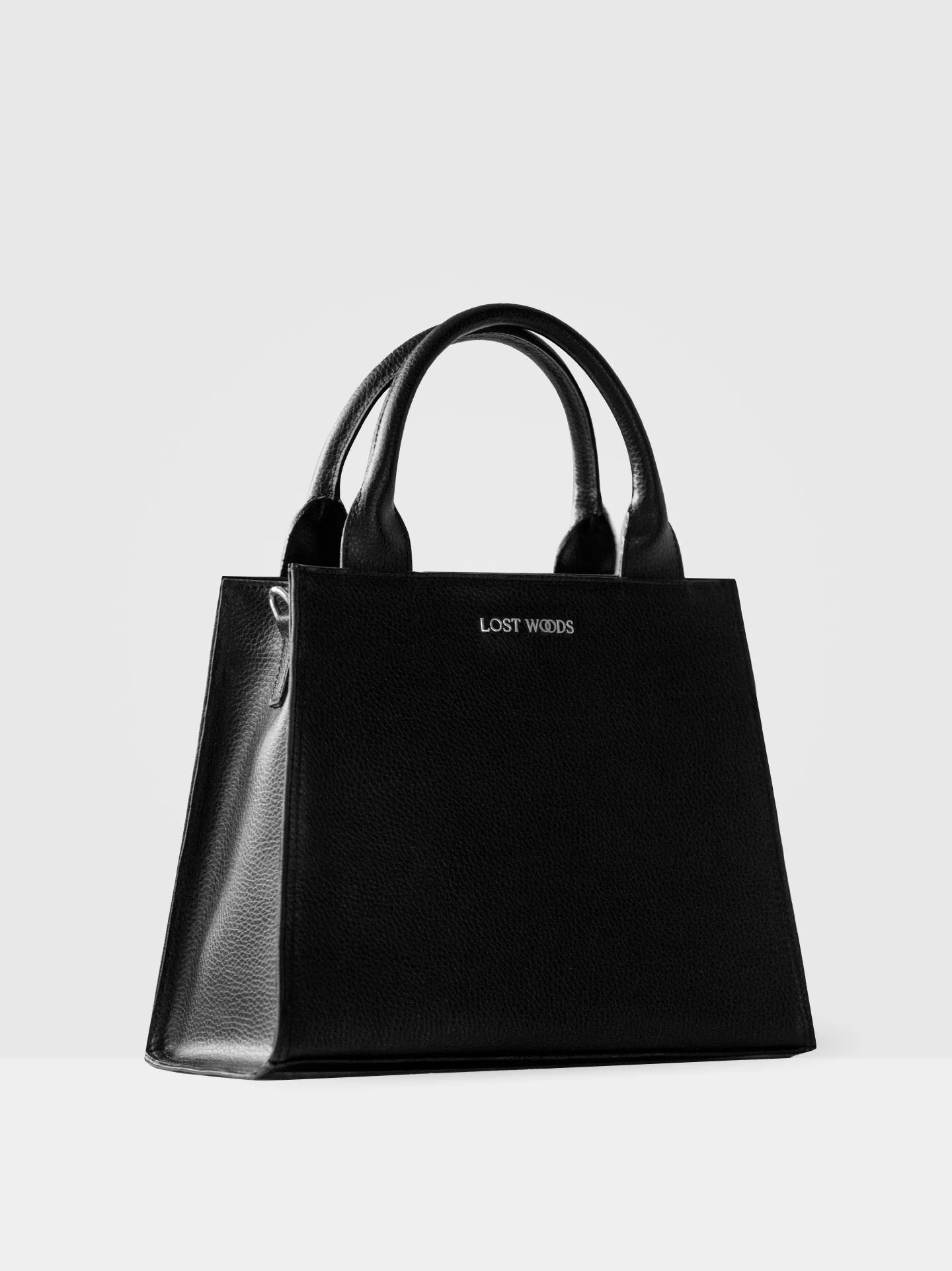 Ebony MIRUM® Leather Vegan Tote Bag | Black & Silver