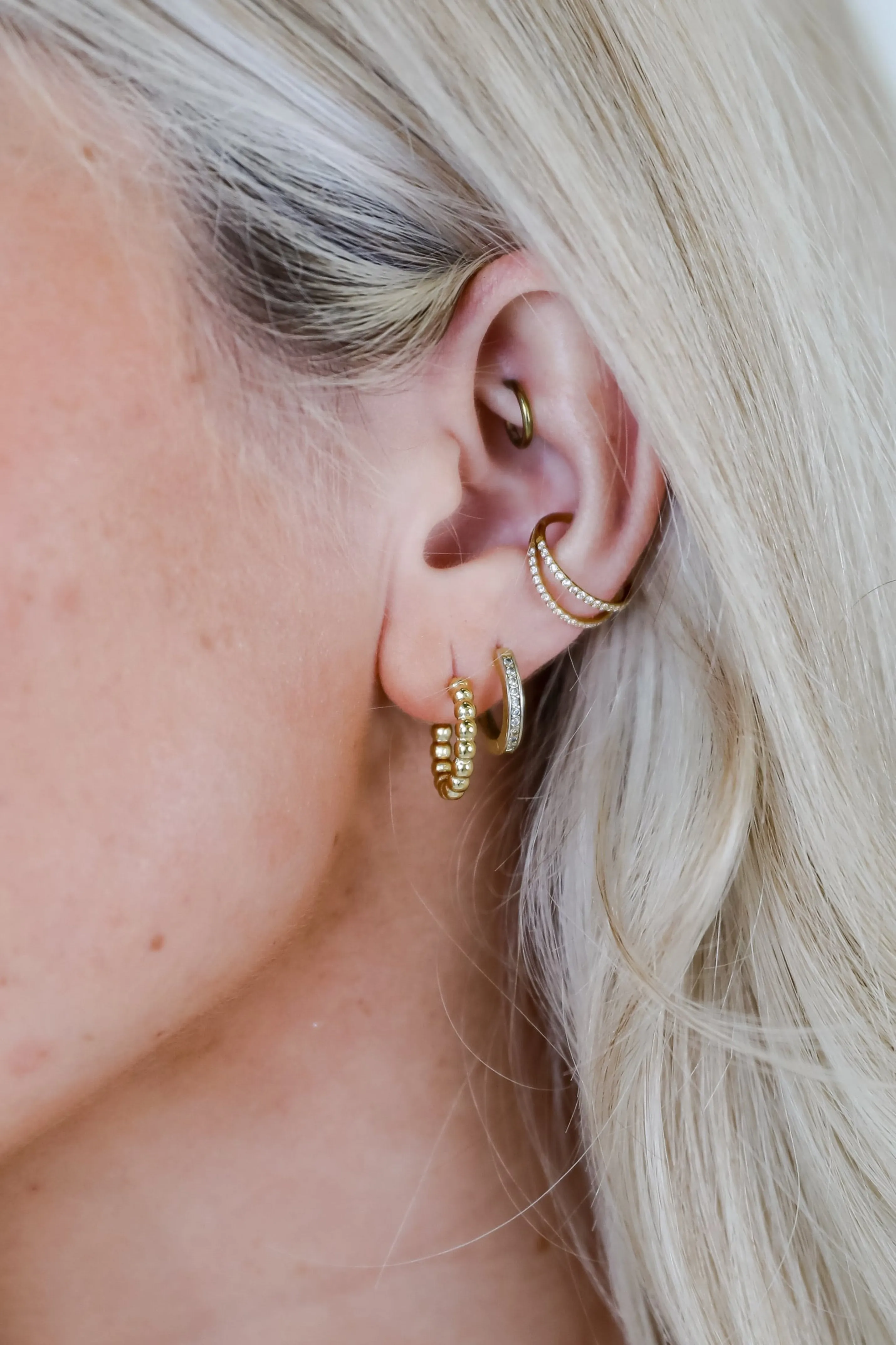 Eden Gold Beaded Mini Hoop Earrings