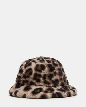 FAUX FUR BUCKET HAT LEOPARD