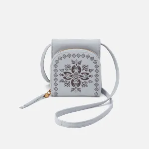 Fern Wallet Crossbody In Pebbled Leather - Blue Pearl