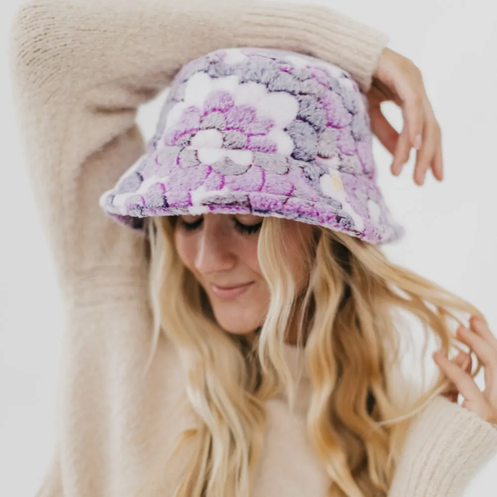 Forget Me Not Flower Fur Bucket Hat