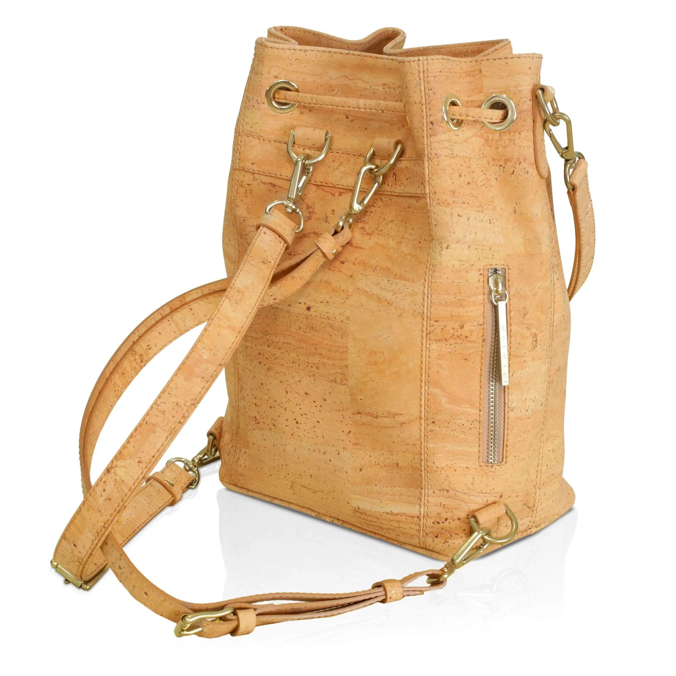 Gamma Handcrafted Cork Vegan Bucket Backpack | Natural