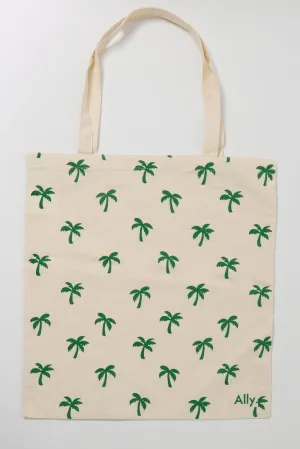 Green Ditsy Tote Bag Printed Palm Ditsy